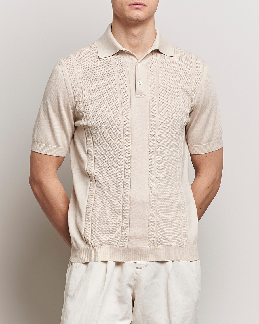 Herr | Brunello Cucinelli | Brunello Cucinelli | Front Structure Knitted Polo Light Beige