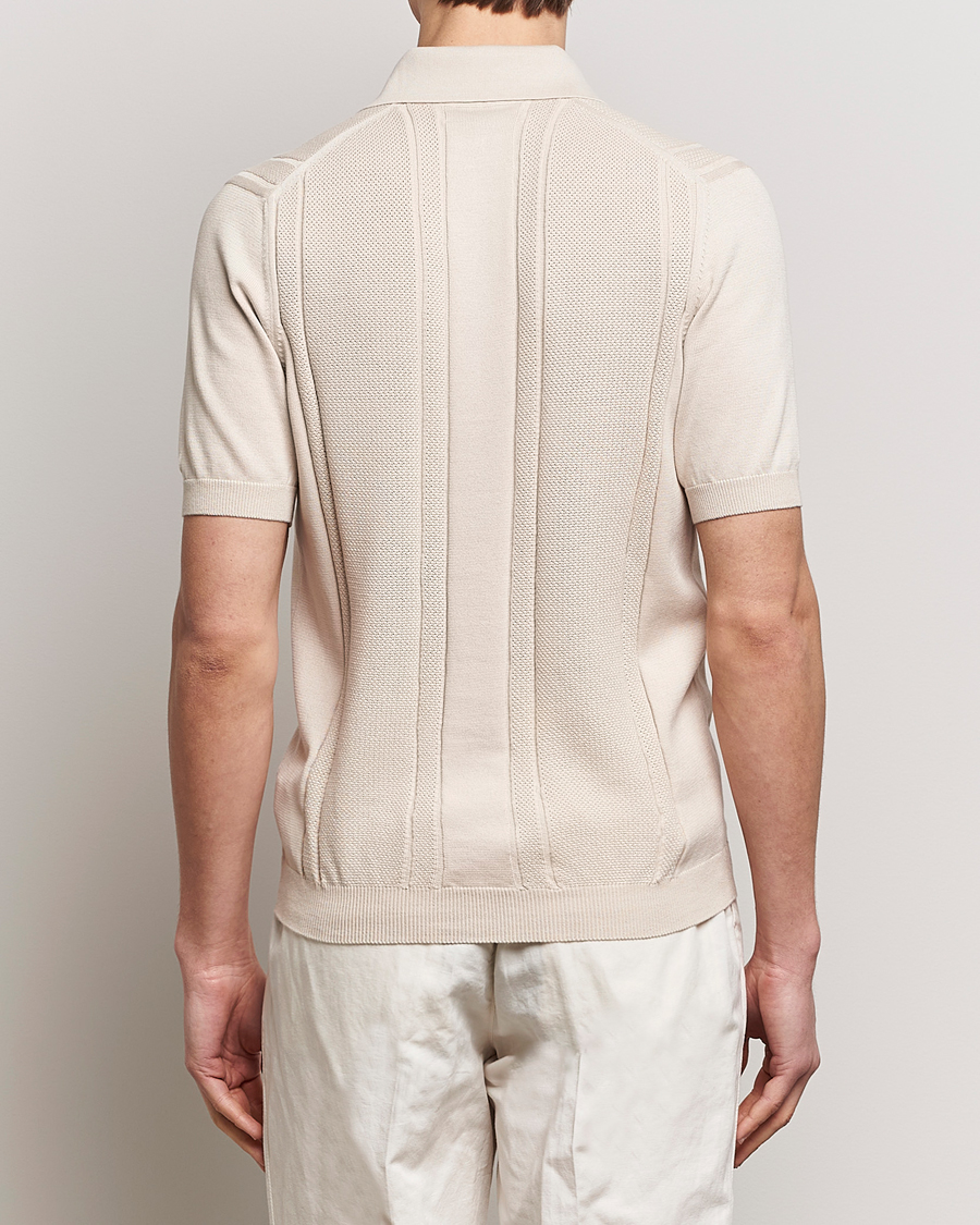 Herren | Poloshirts | Brunello Cucinelli | Front Structure Knitted Polo Light Beige