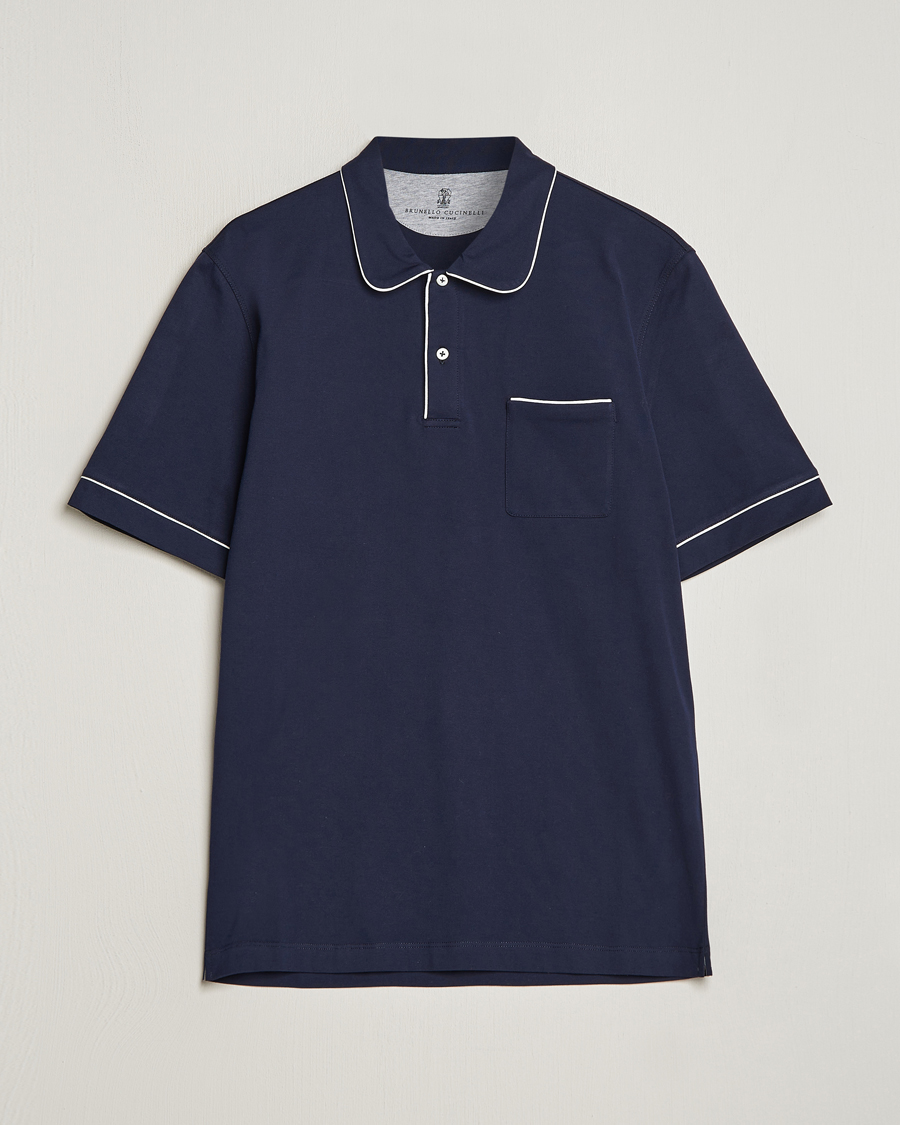 Herren | Poloshirts | Brunello Cucinelli | Short Sleeve Resort Polo Navy
