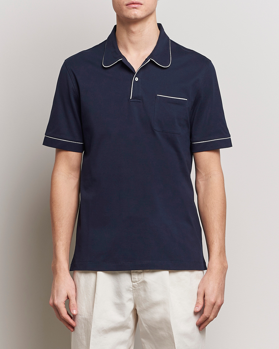Herren | Poloshirts | Brunello Cucinelli | Short Sleeve Resort Polo Navy