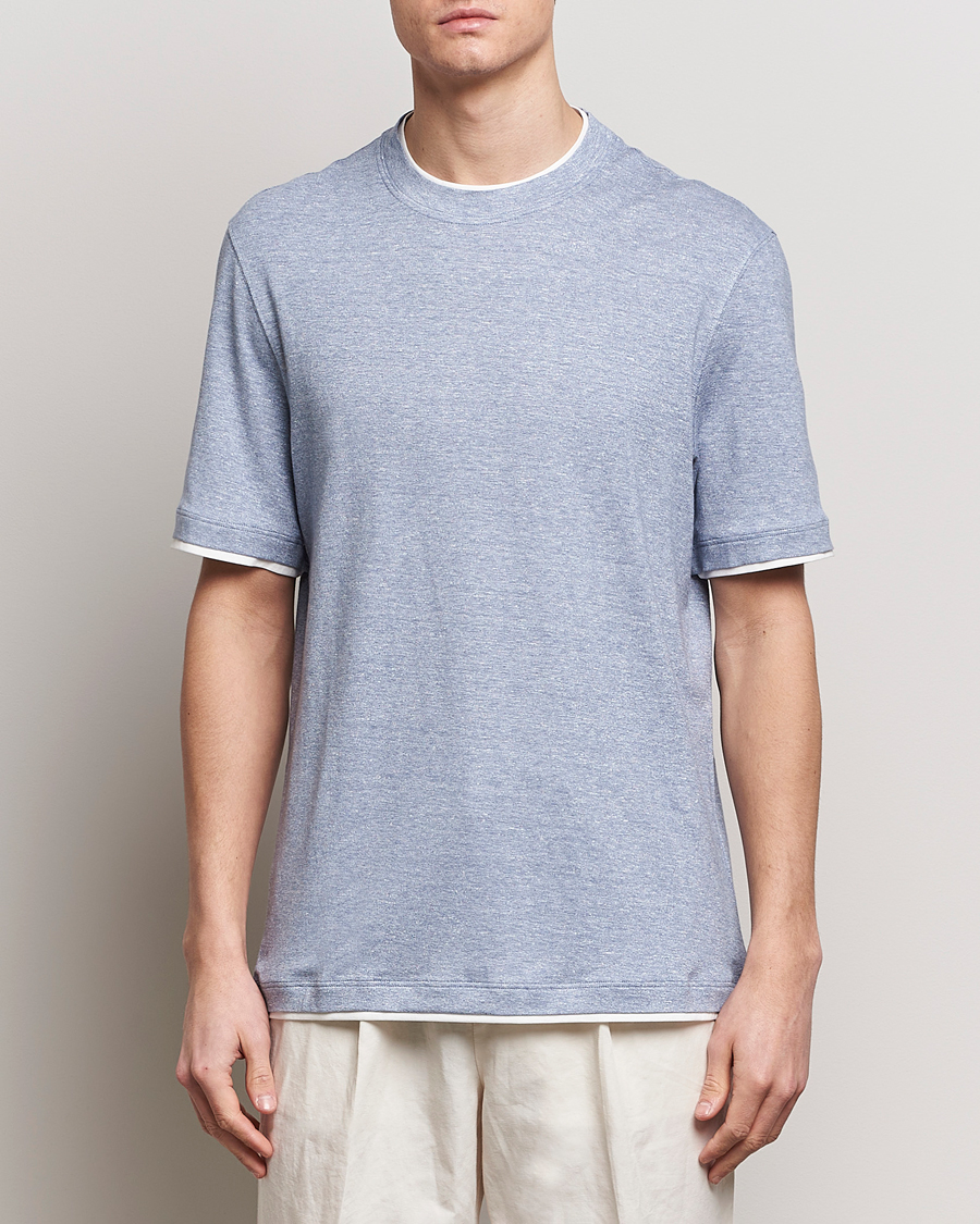Herren | Treue-Rabatt für Stammkunden | Brunello Cucinelli | Cotton/Linen T-Shirt Light Blue