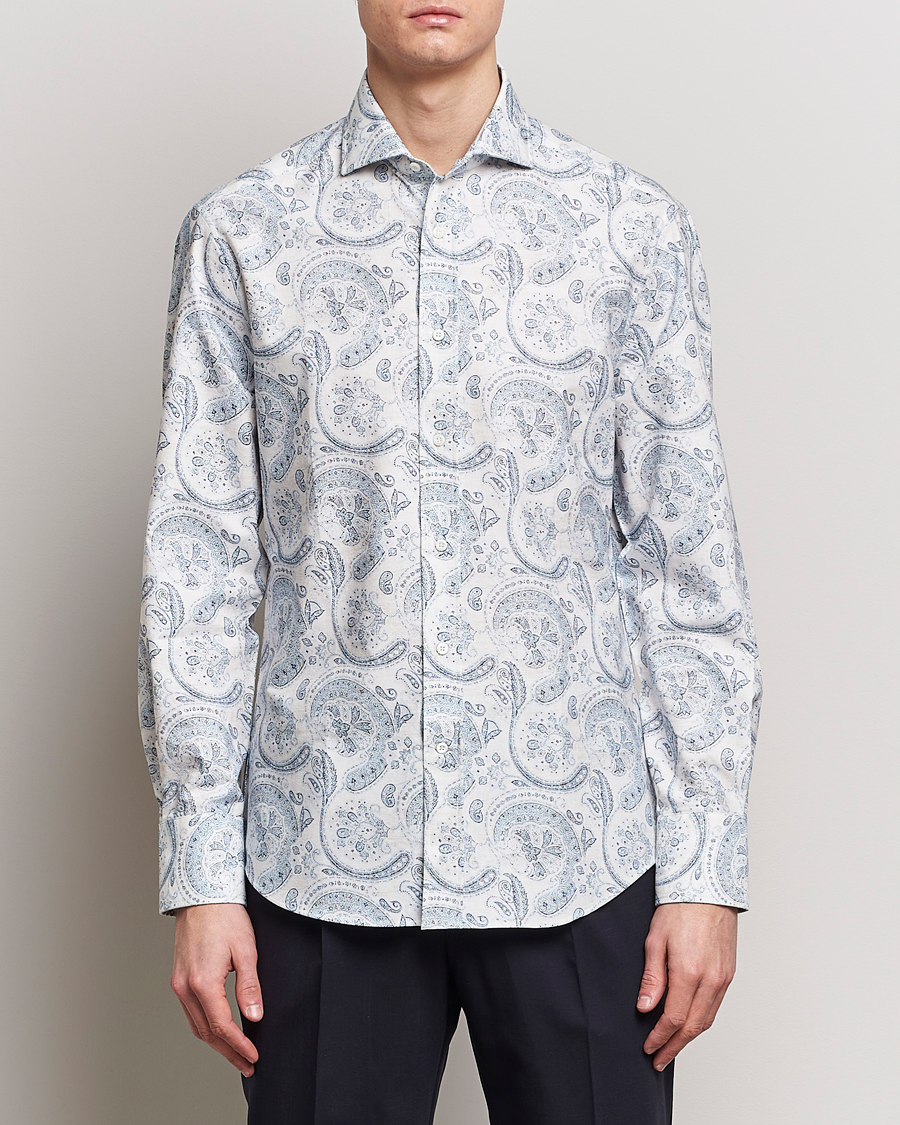 Herren | Hemden | Brunello Cucinelli | Slim Fit Paisley Shirt Light Blue