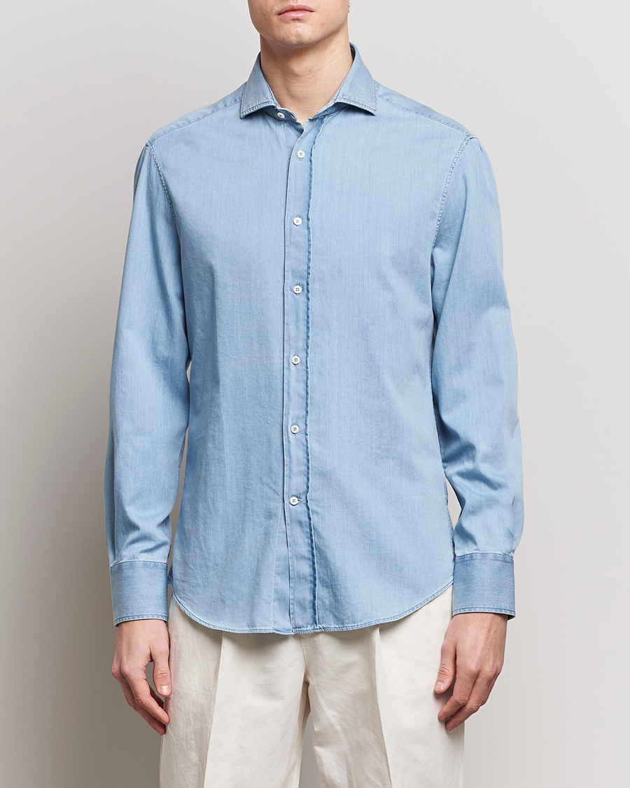 Herren | Brunello Cucinelli | Brunello Cucinelli | Slim Fit Denim Shirt Light Blue