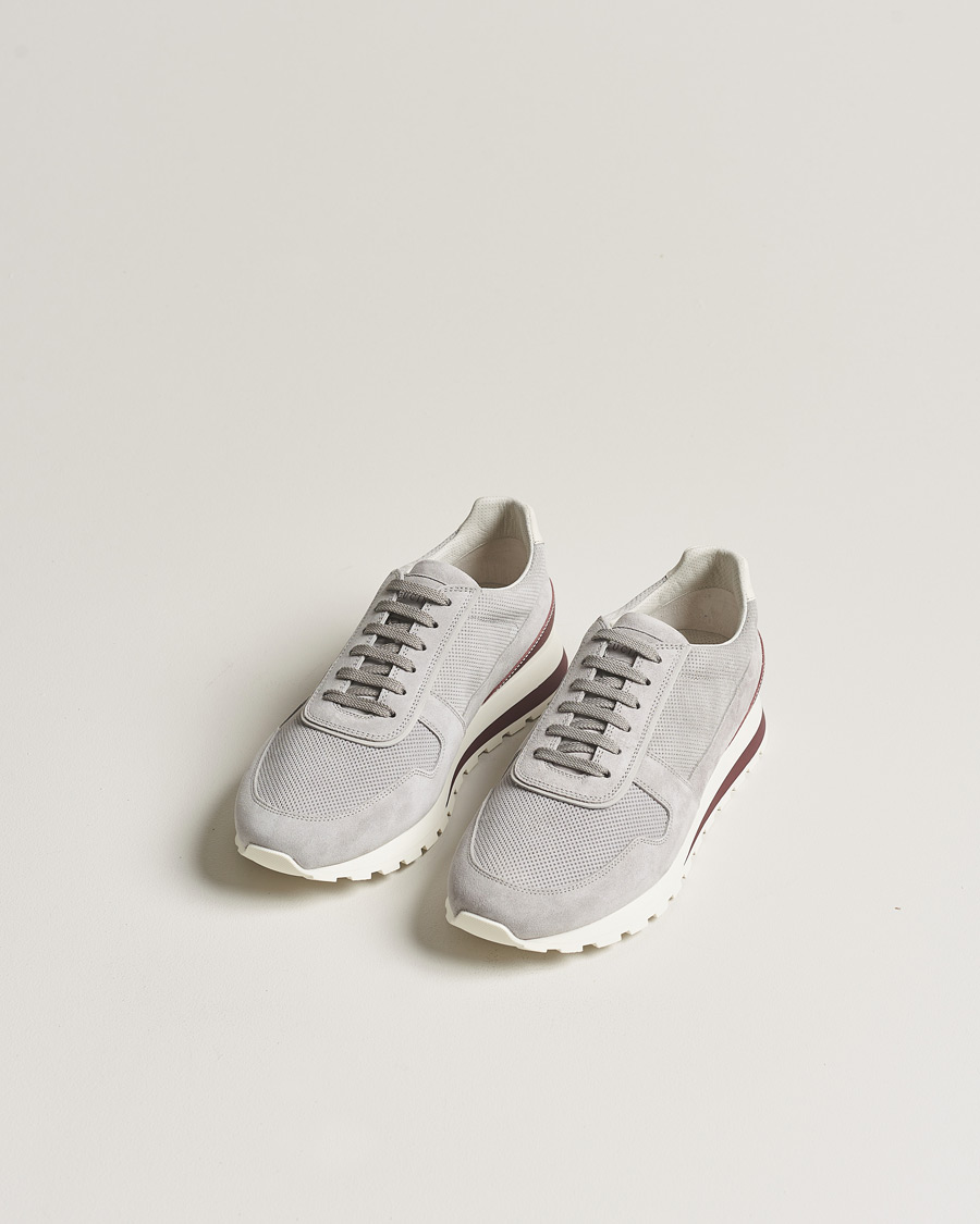 Herr | Lojalitetserbjudande | Brunello Cucinelli | Perforated Running Sneakers Grey Suede