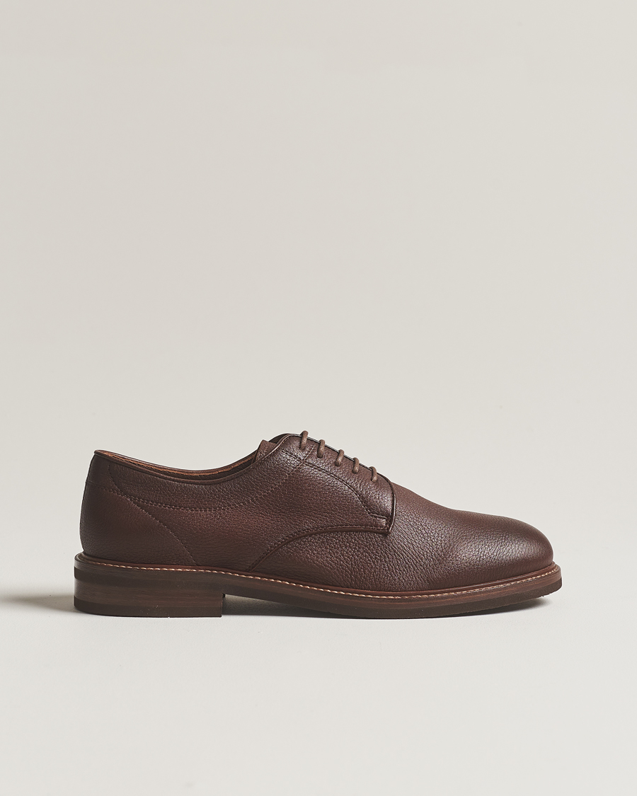 Herren | Brunello Cucinelli Plain Toe Derby Dark Brown Deerskin | Brunello Cucinelli | Plain Toe Derby Dark Brown Deerskin