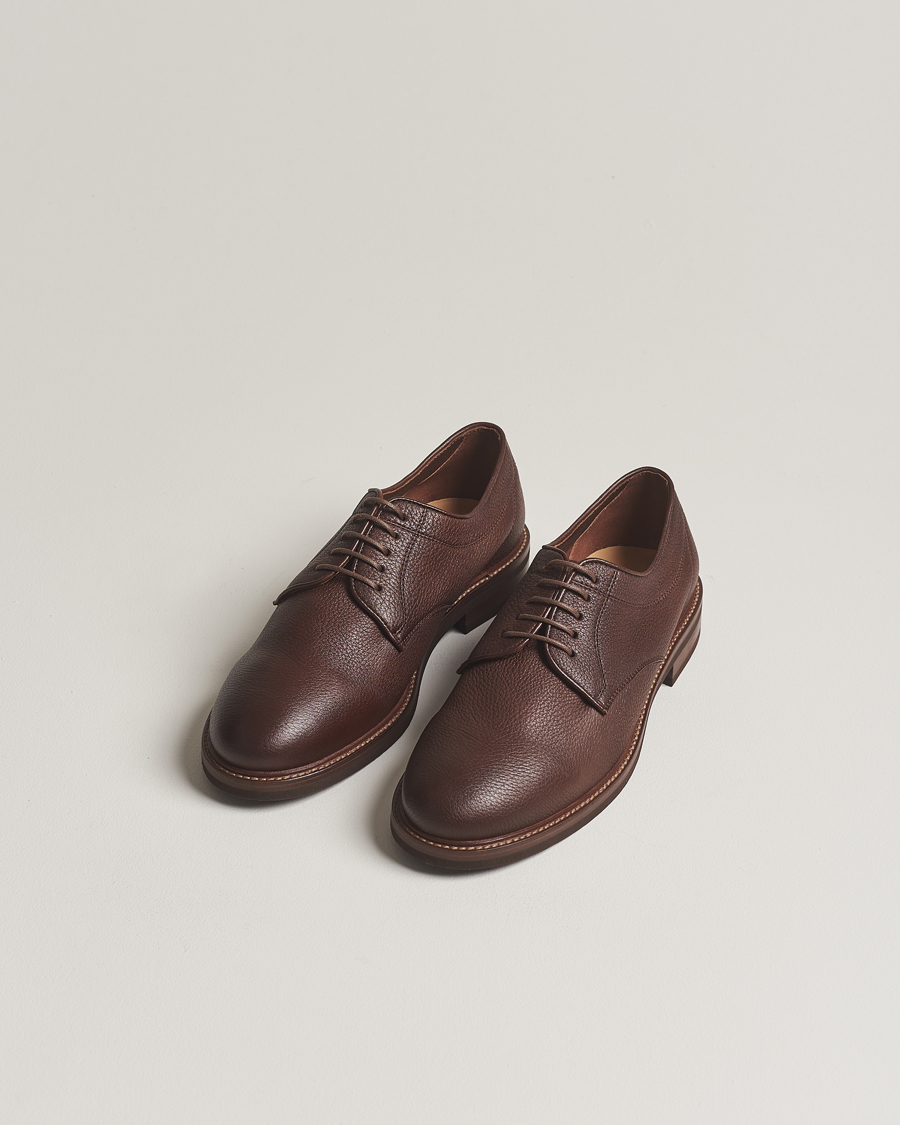 Herren | Brunello Cucinelli Plain Toe Derby Dark Brown Deerskin | Brunello Cucinelli | Plain Toe Derby Dark Brown Deerskin