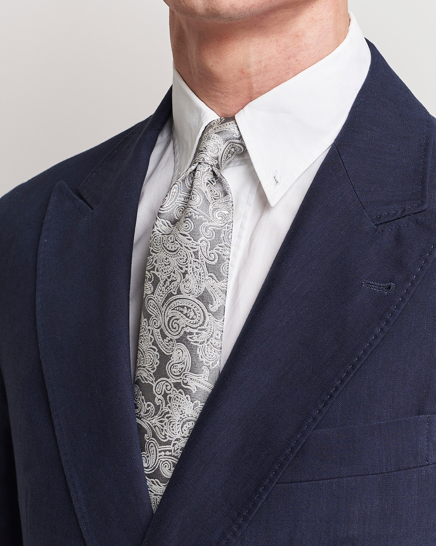 Herren | Krawatten | Brunello Cucinelli | Paisley Silk Tie Grey