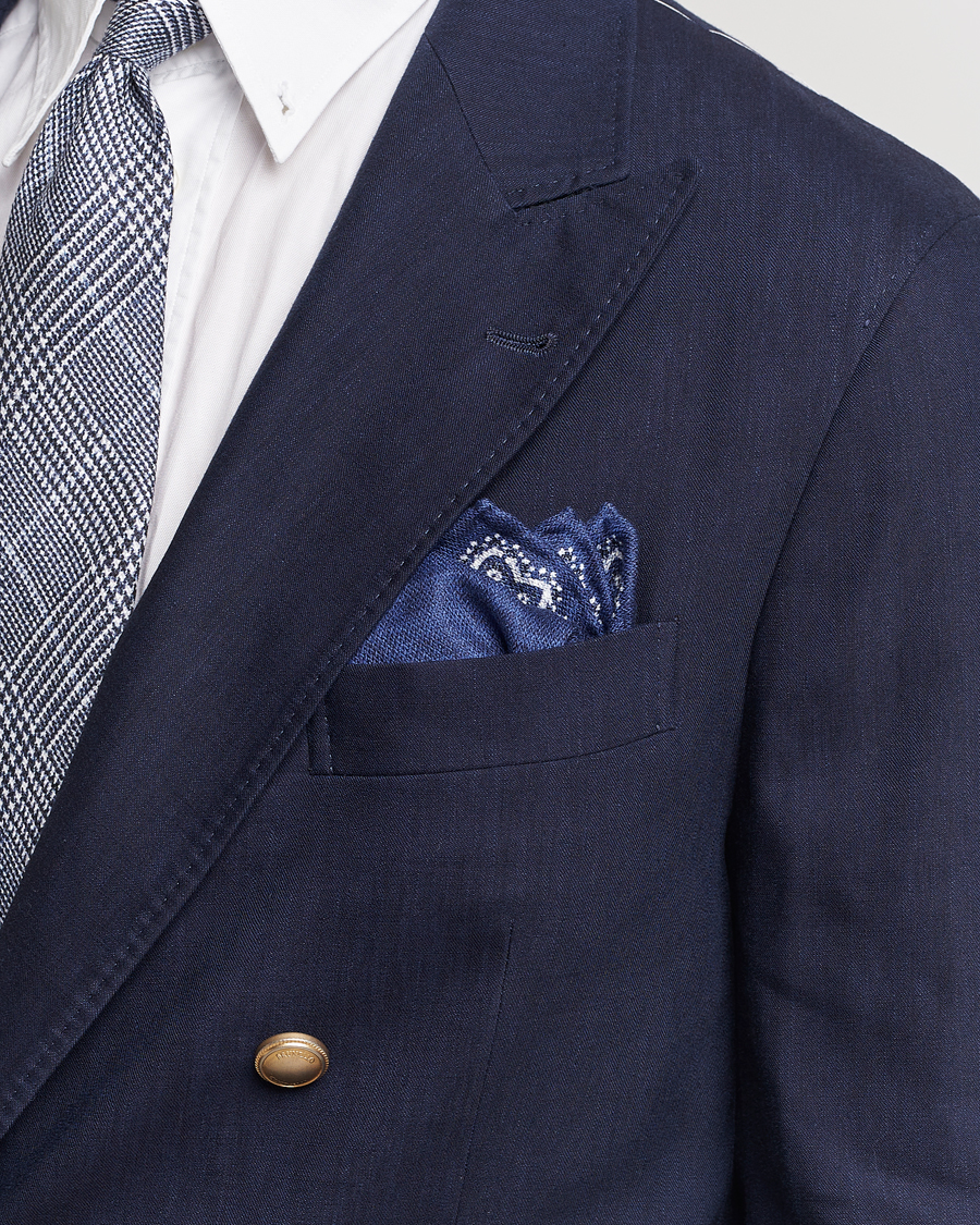 Herren | Brunello Cucinelli | Brunello Cucinelli | Paisley Silk Pocket Square Navy