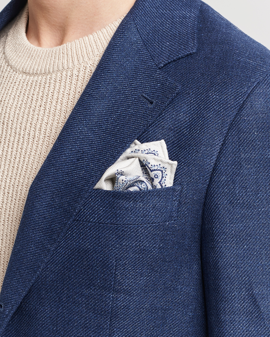 Herren | Accessoires | Brunello Cucinelli | Paisley Silk Pocket Square Navy/Beige