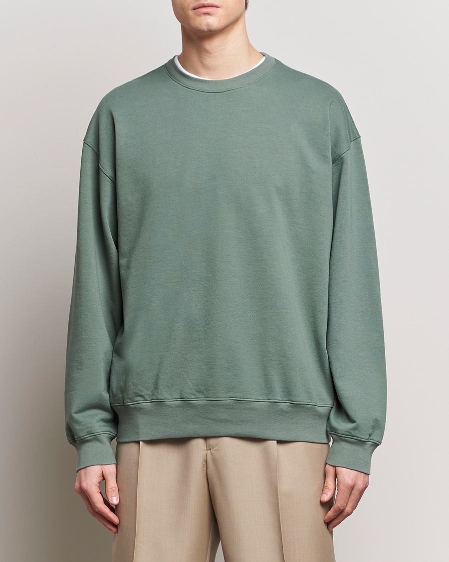 Men | Luxury Brands | Auralee | Super High Gauze Sweatshirt Dustry Green