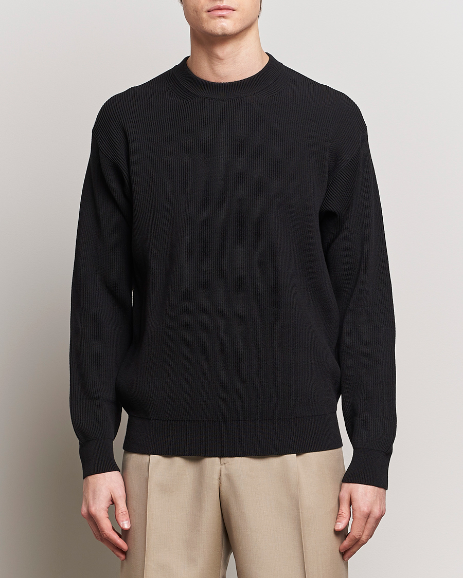 Men |  | Auralee | Hard Twist Rib Knit Pullover Black