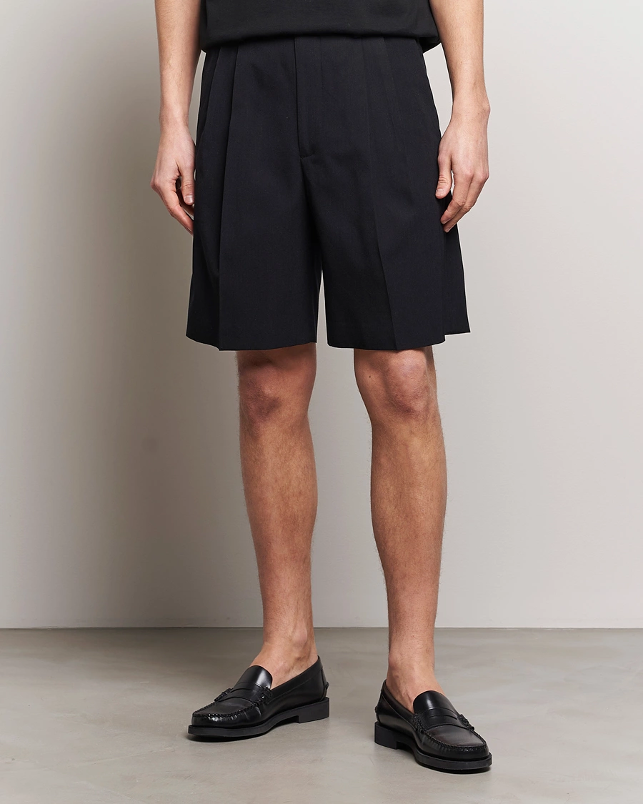 Men |  | Auralee | Light Wool Gabardine Shorts Black