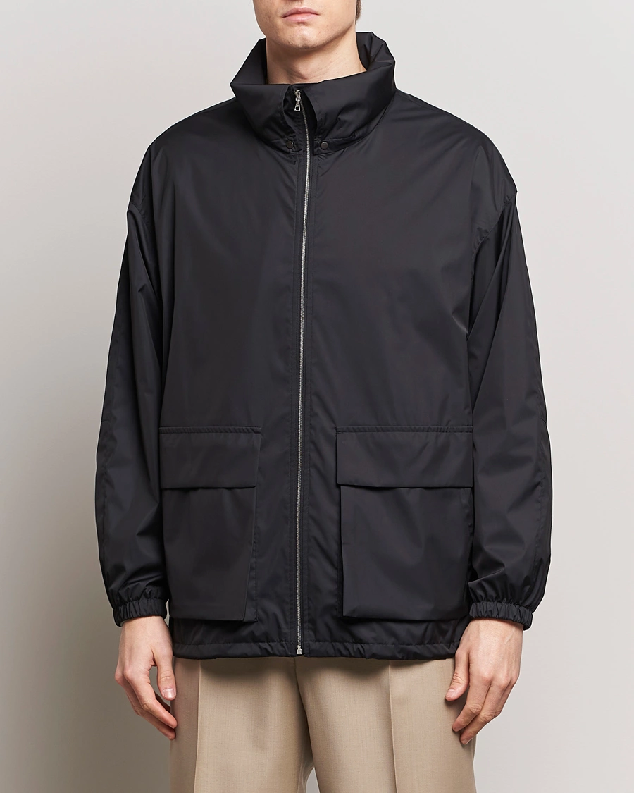 Herren | Minimalistische Jacken | Auralee | Polyester Satin Zip Jacket Black