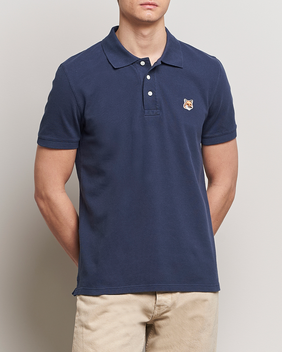 Men |  | Maison Kitsuné | Fox Head Polo Ink Blue