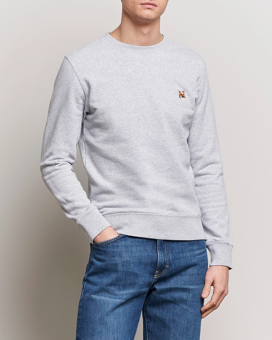 Herren | Kategorie | Maison Kitsuné | Fox Head Sweatshirt Light Grey Melange