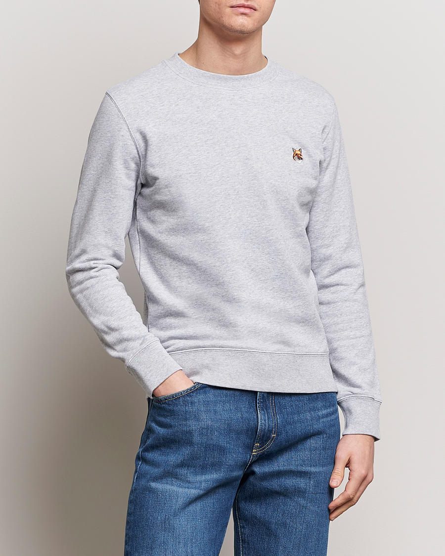 Herren | Contemporary Creators | Maison Kitsuné | Fox Head Sweatshirt Light Grey Melange