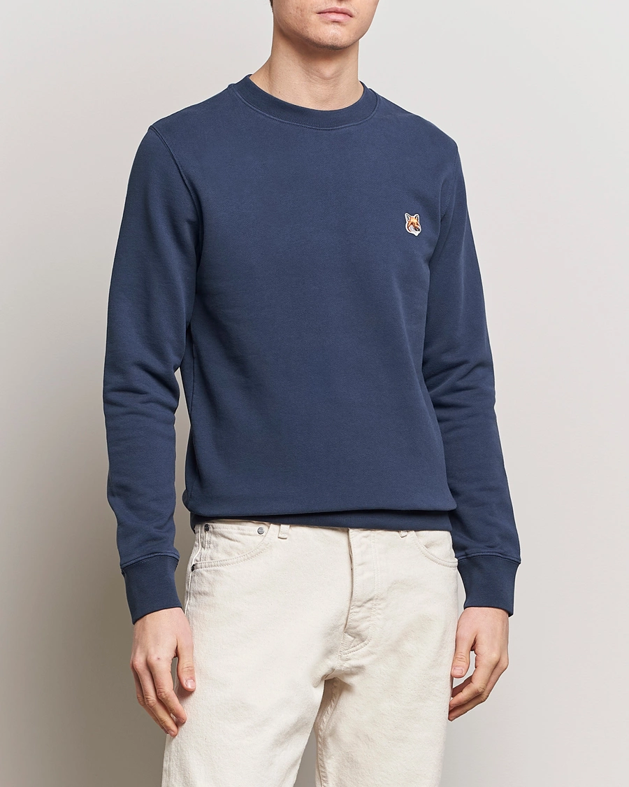 Herren | Pullover | Maison Kitsuné | Fox Head Sweatshirt Ink Blue