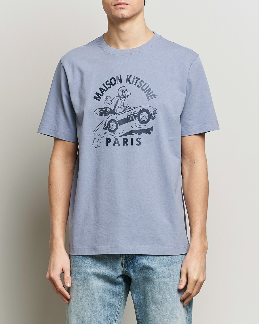 Men | Maison Kitsuné | Maison Kitsuné | Racing Fox T-Shirt Duster Blue