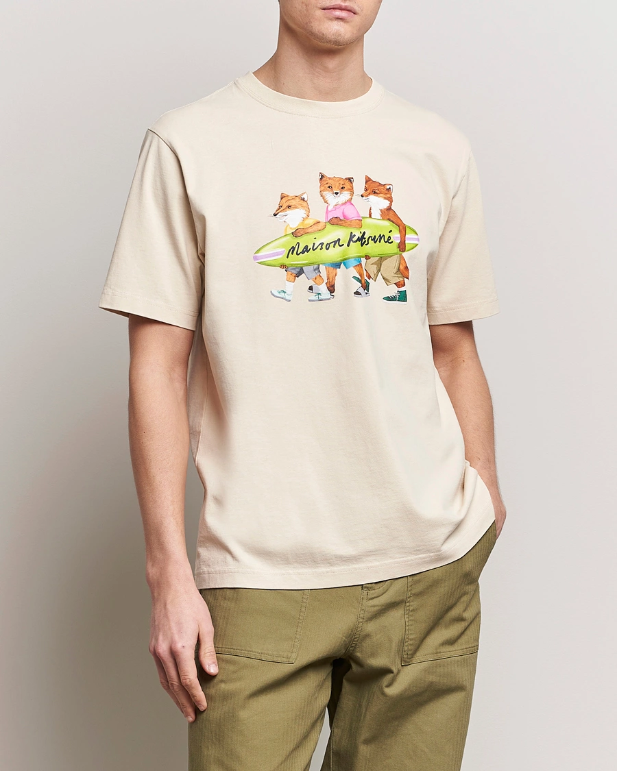 Herren | Kurzarm T-Shirt | Maison Kitsuné | Surfing Foxes T-Shirt Paper