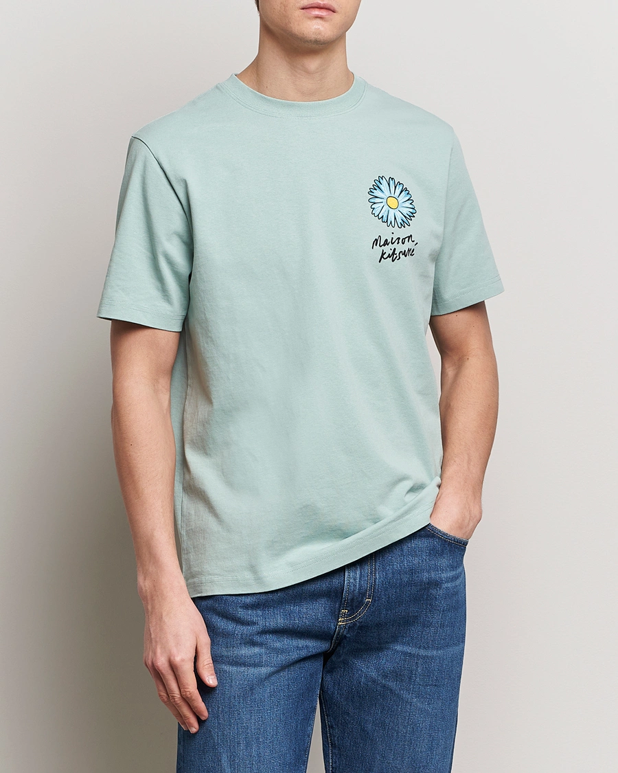 Herren | T-Shirts | Maison Kitsuné | Floating Flower T-Shirt Seafoam Blue