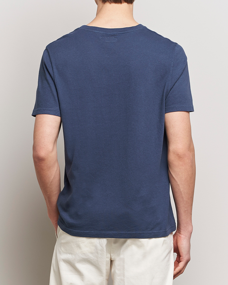 Herren | T-Shirts | Merz b. Schwanen | Organic Cotton Washed Crew Neck T-Shirt Denim Blue