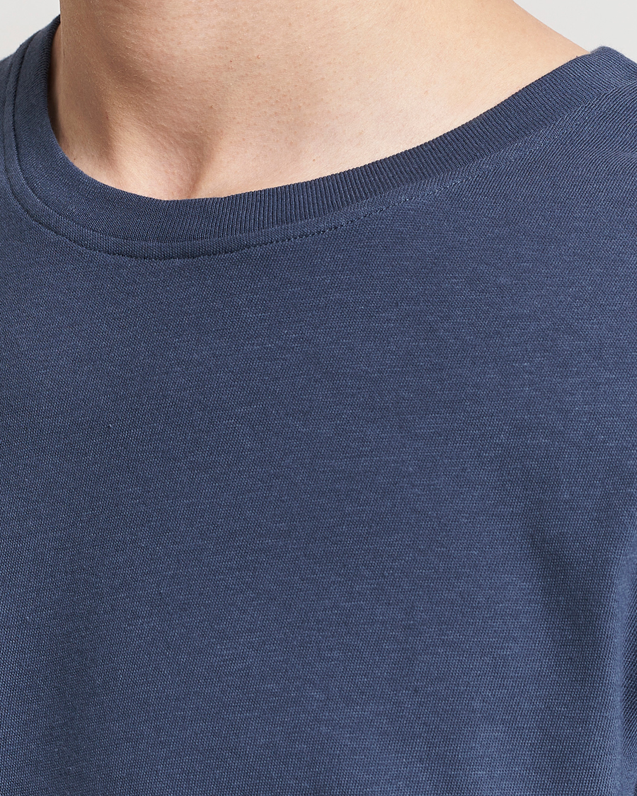 Herren | T-Shirts | Merz b. Schwanen | Organic Cotton Washed Crew Neck T-Shirt Denim Blue