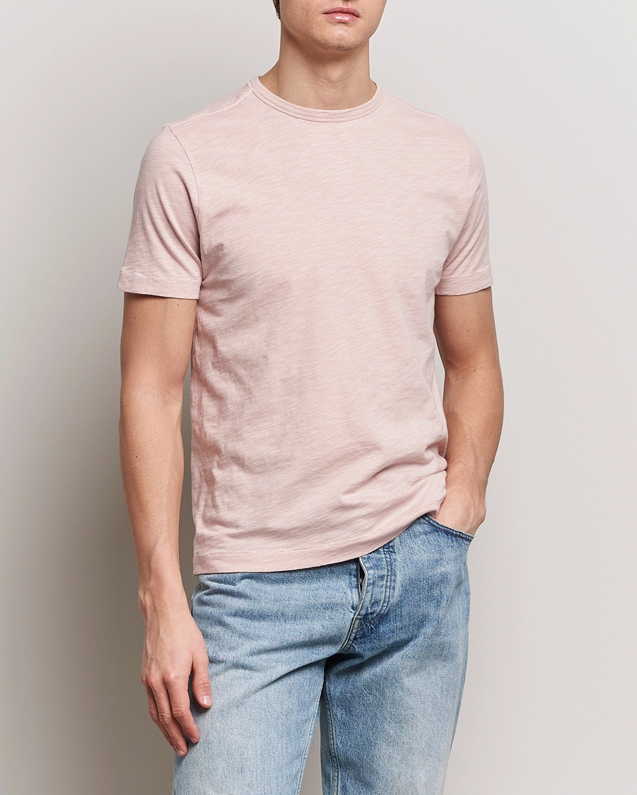 Herren |  | Merz b. Schwanen | Organic Pima Cotton Slub Crew Neck T-Shirt Dusted Pink