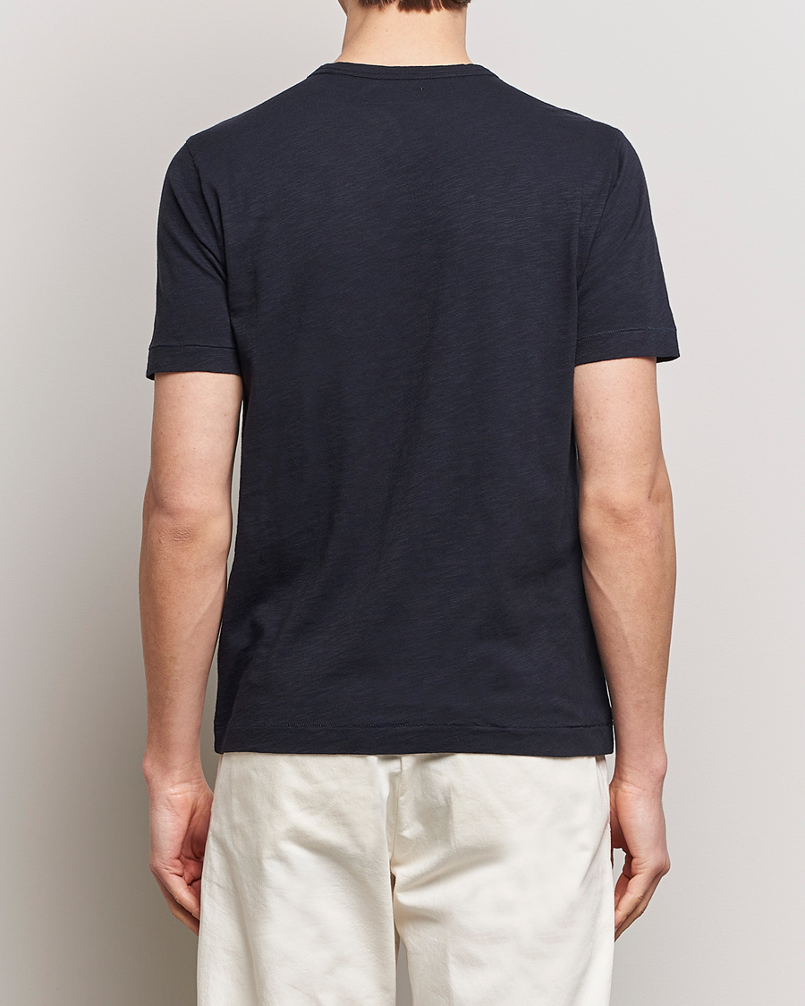Herren | T-Shirts | Merz b. Schwanen | Organic Pima Cotton Slub Crew Neck T-Shirt Dark Navy