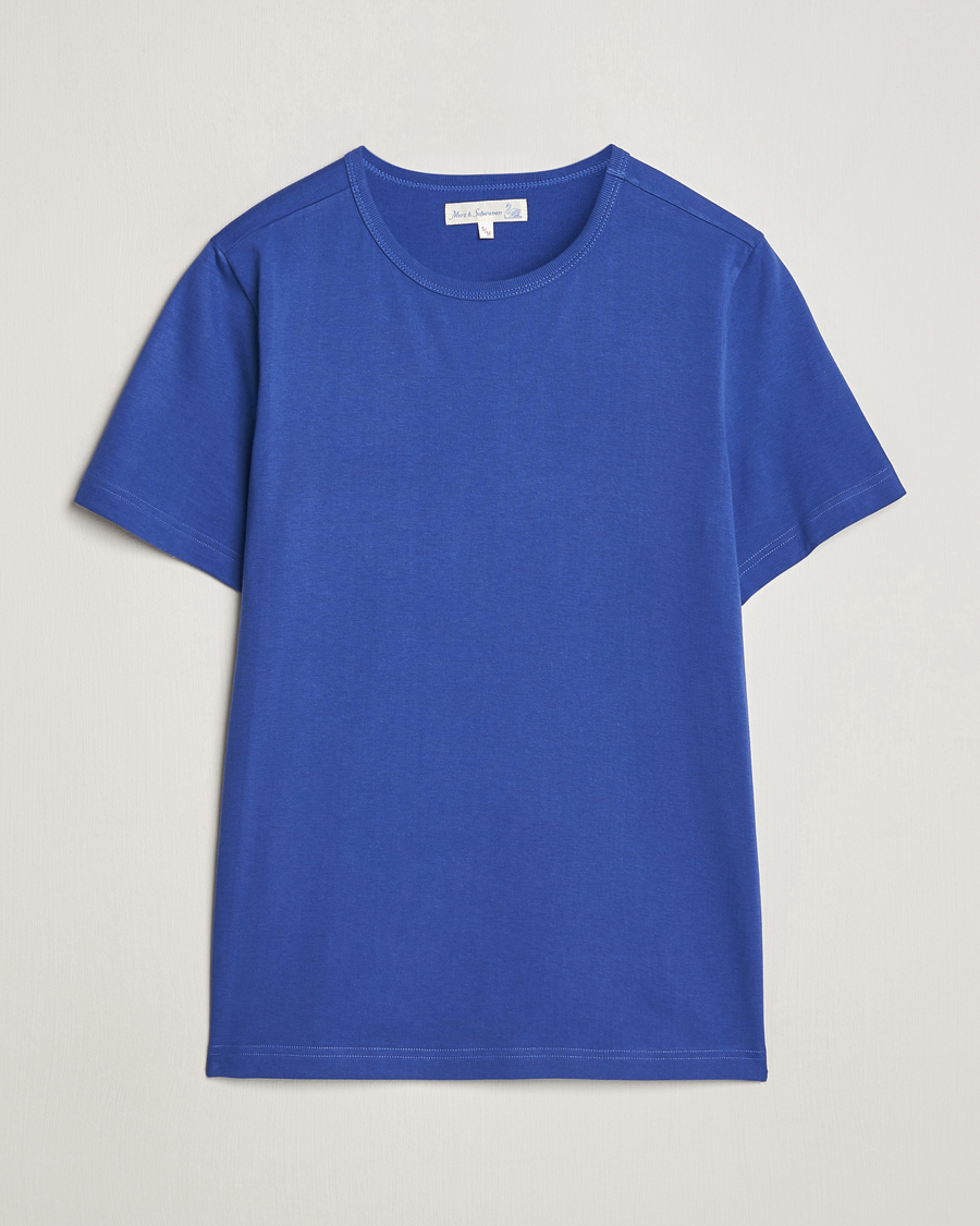 Herren | T-Shirts | Merz b. Schwanen | 1950s Classic Loopwheeled T-Shirt Vintage Blue