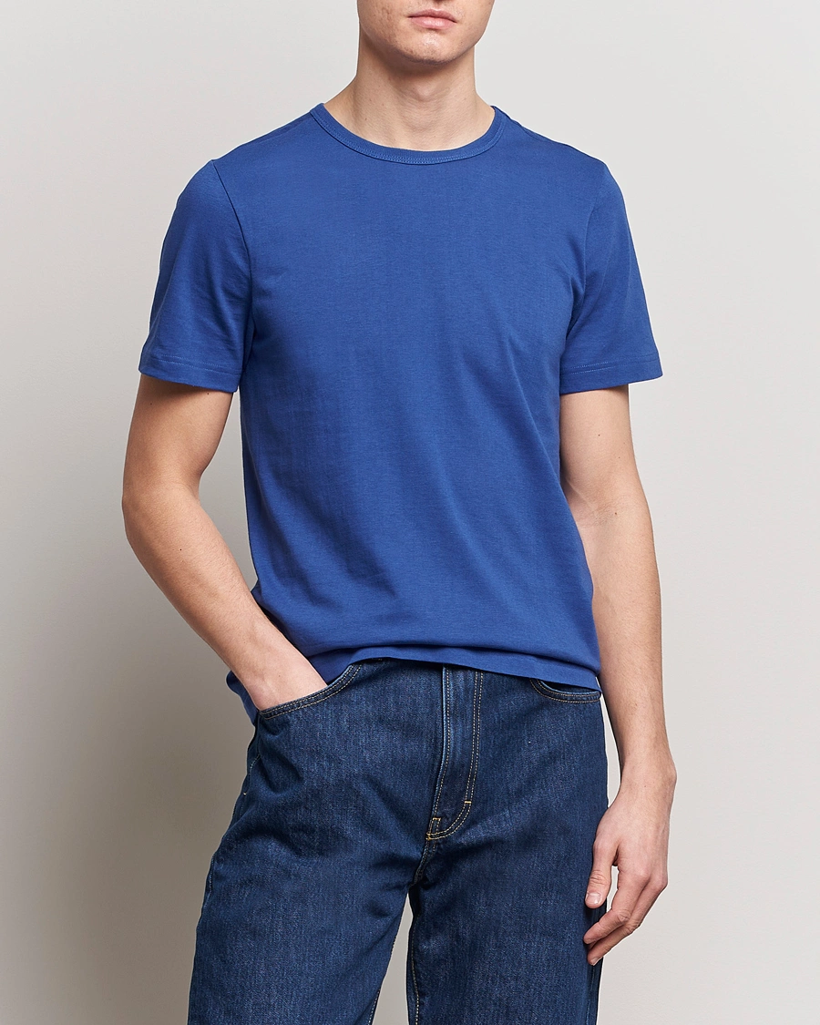 Herr | Kläder | Merz b. Schwanen | 1950s Classic Loopwheeled T-Shirt Vintage Blue