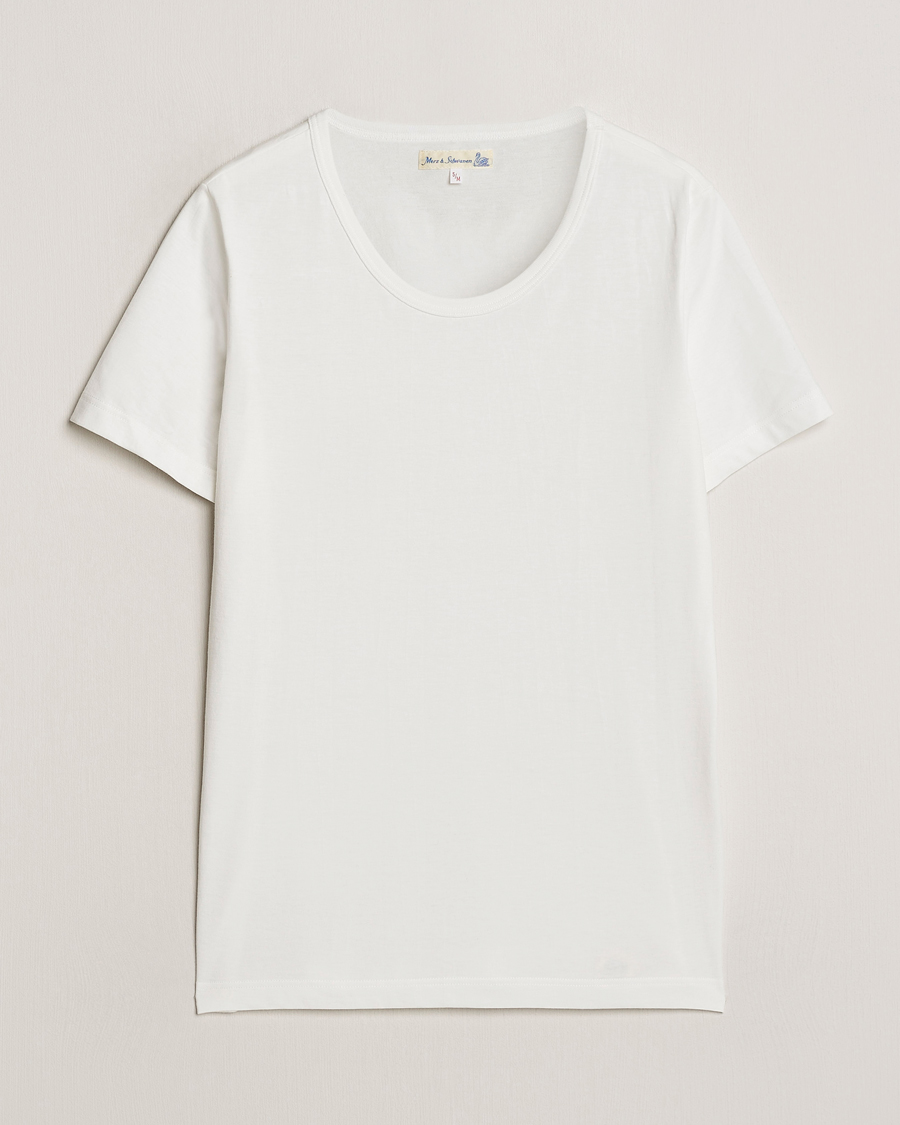 Herren | T-Shirts | Merz b. Schwanen | 1970s Classic Loopwheeled V-Neck T-Shirt White