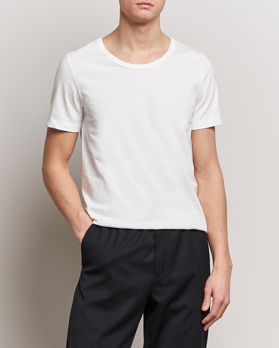 Herren | Kategorie | Merz b. Schwanen | 1970s Classic Loopwheeled V-Neck T-Shirt White