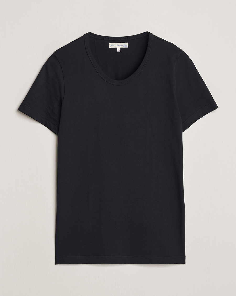 Herren | T-Shirts | Merz b. Schwanen | 1970s Classic Loopwheeled V-Neck T-Shirt Black