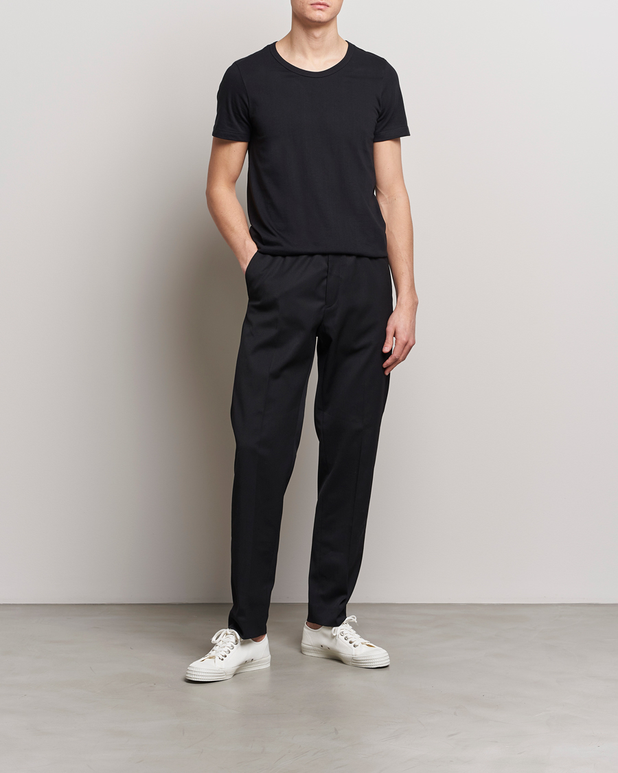 Herren | T-Shirts | Merz b. Schwanen | 1970s Classic Loopwheeled V-Neck T-Shirt Black