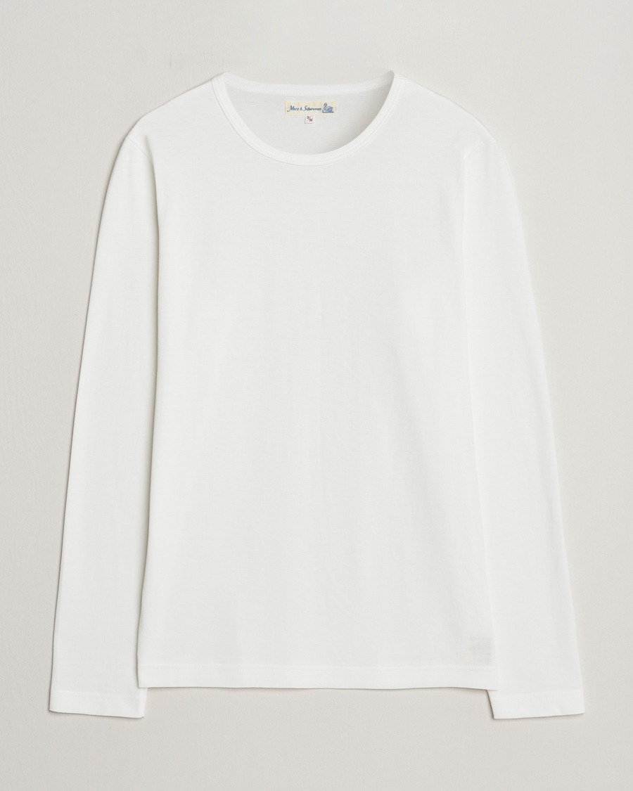 Herren | T-Shirts | Merz b. Schwanen | 1950s Classic Loopwheeled Longsleeve T-Shirt White