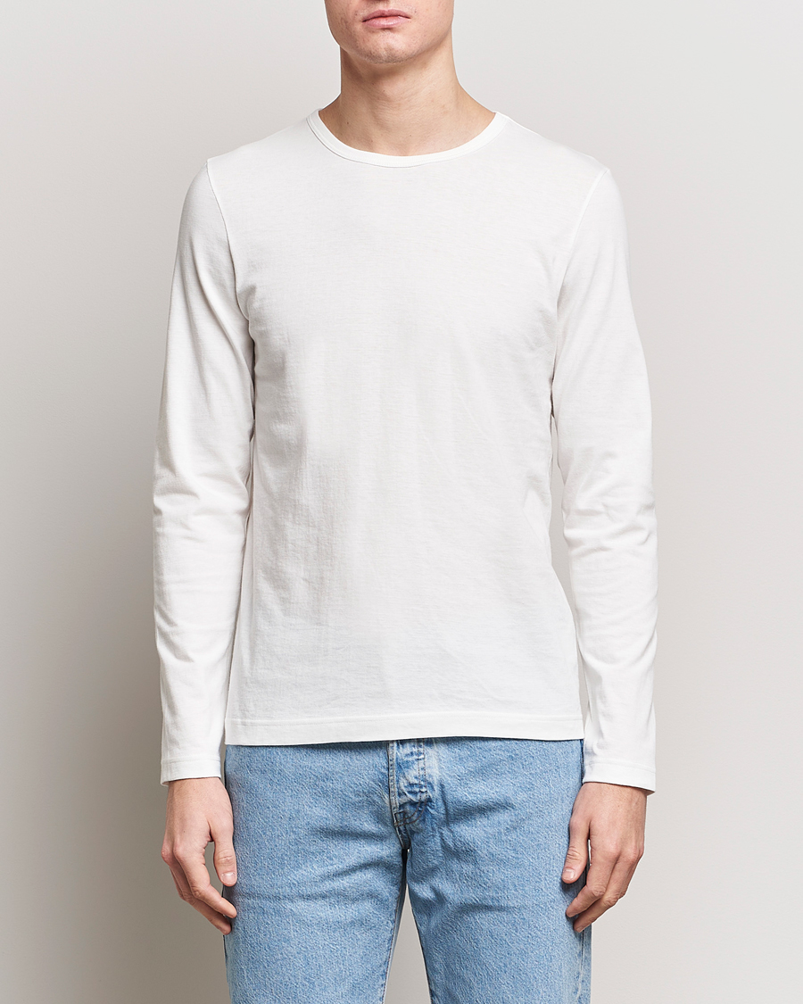 Herren | T-Shirts | Merz b. Schwanen | 1950s Classic Loopwheeled Longsleeve T-Shirt White