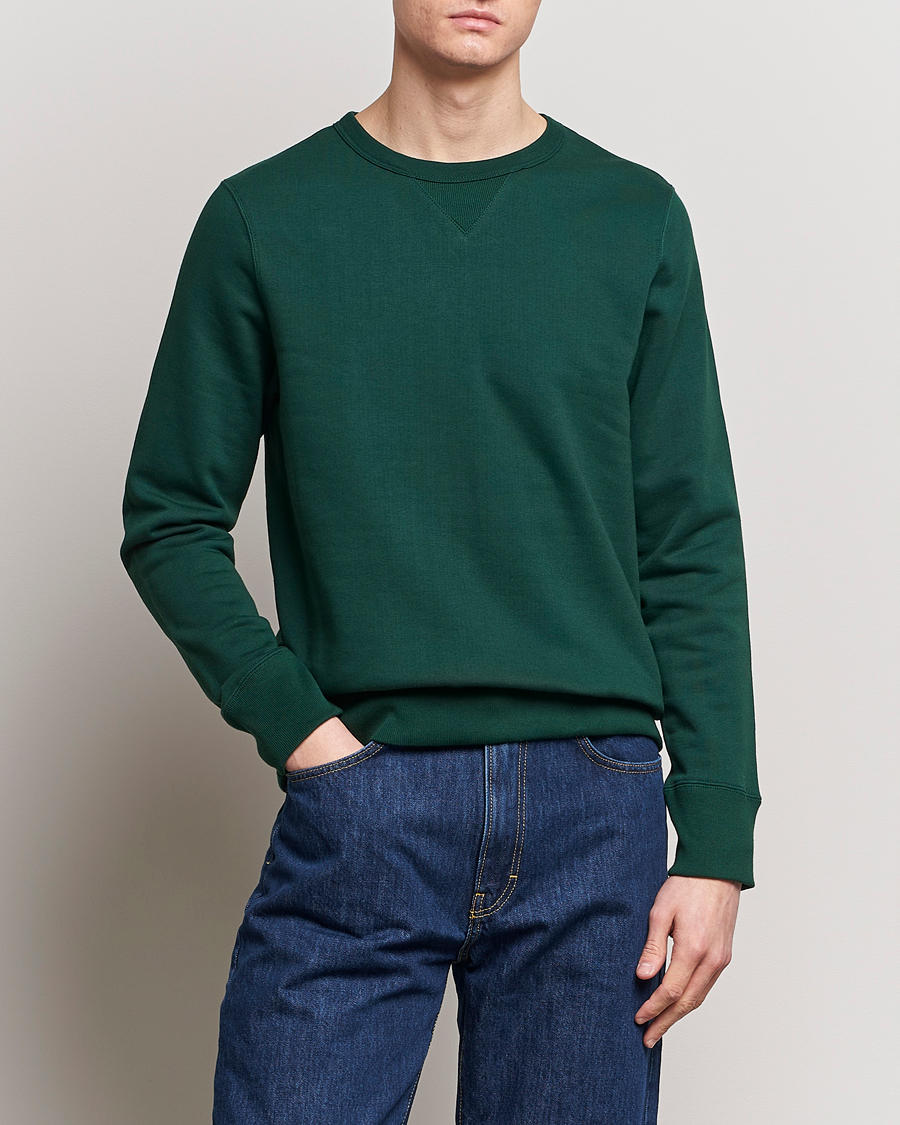 Herren | Sweatshirts | Merz b. Schwanen | Organic Cotton Crew Neck Sweatshirt Classic Green