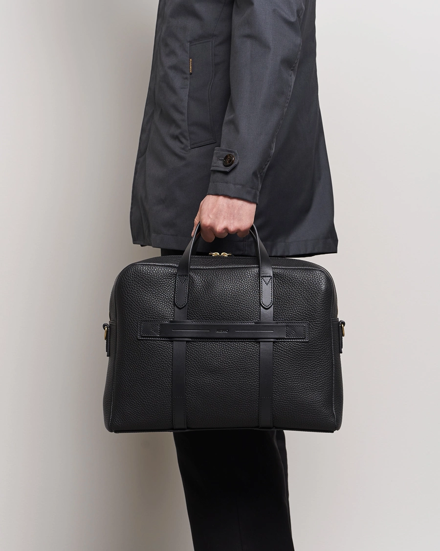 Herr | Portföljer | Mismo | Aspire Pebbled Leather Briefcase Black