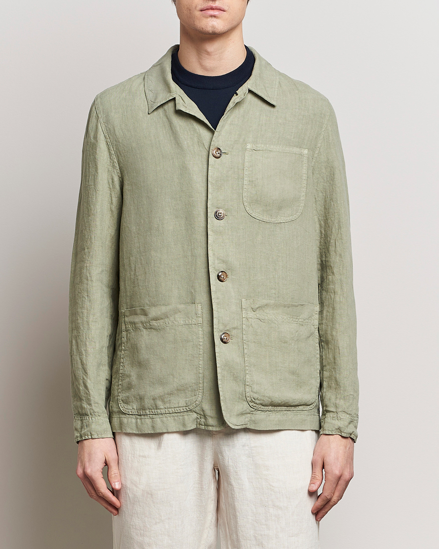 Herren | Altea | Altea | Linen Shirt Jacket Olive