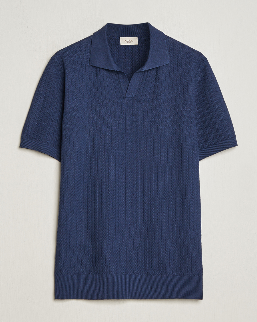 Herren |  | Altea | Knitted Chevron Polo Navy