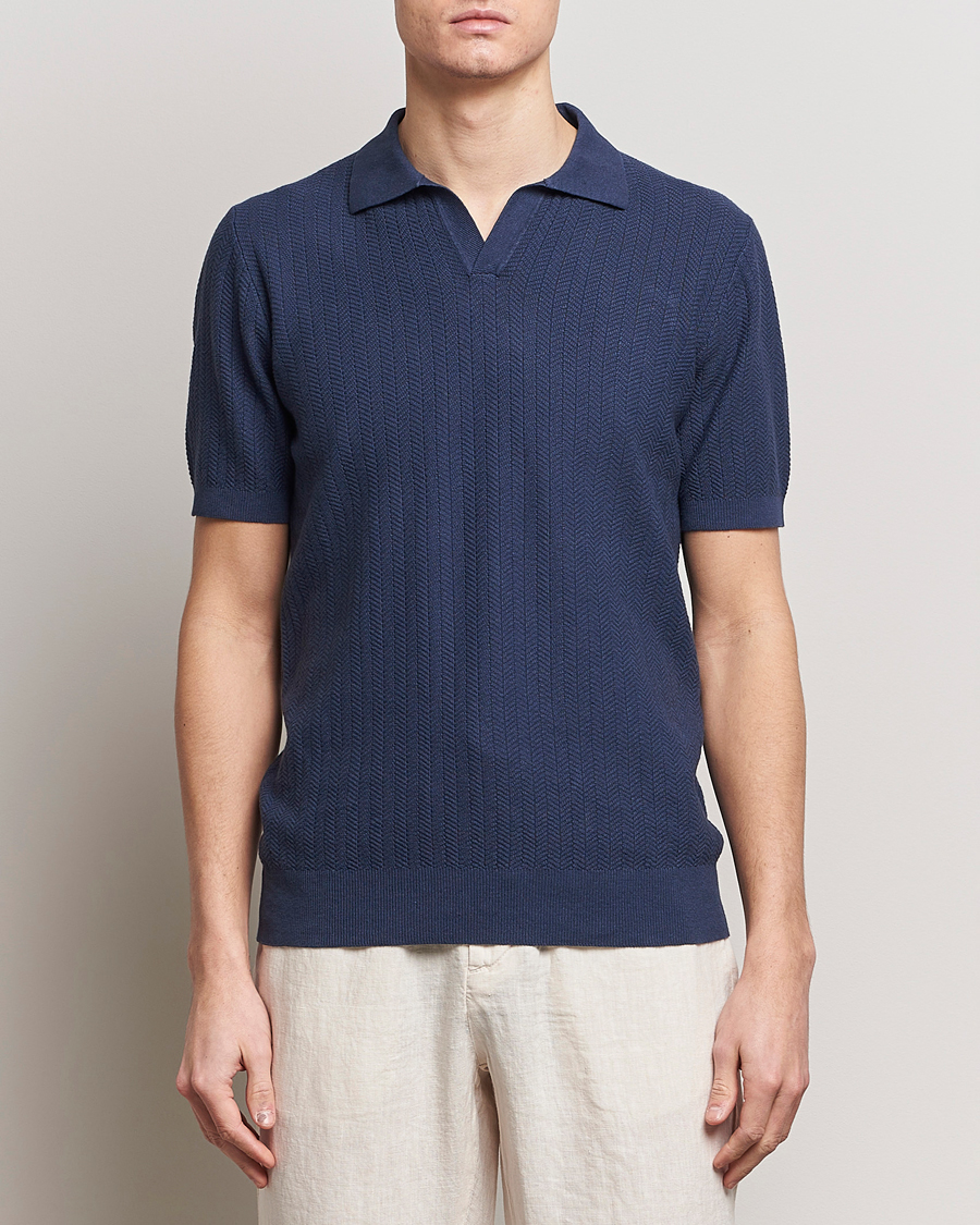 Herren | Kleidung | Altea | Knitted Chevron Polo Navy