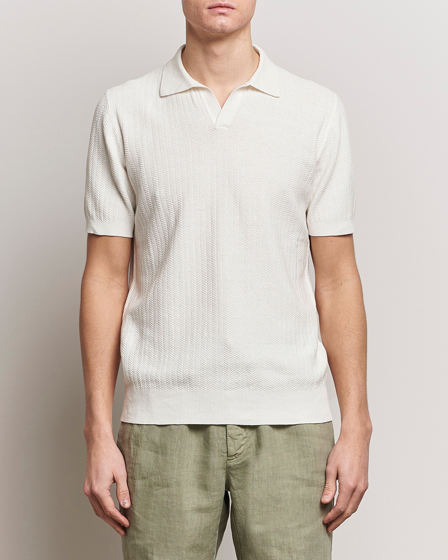 Herren |  | Altea | Knitted Chevron Polo Off White