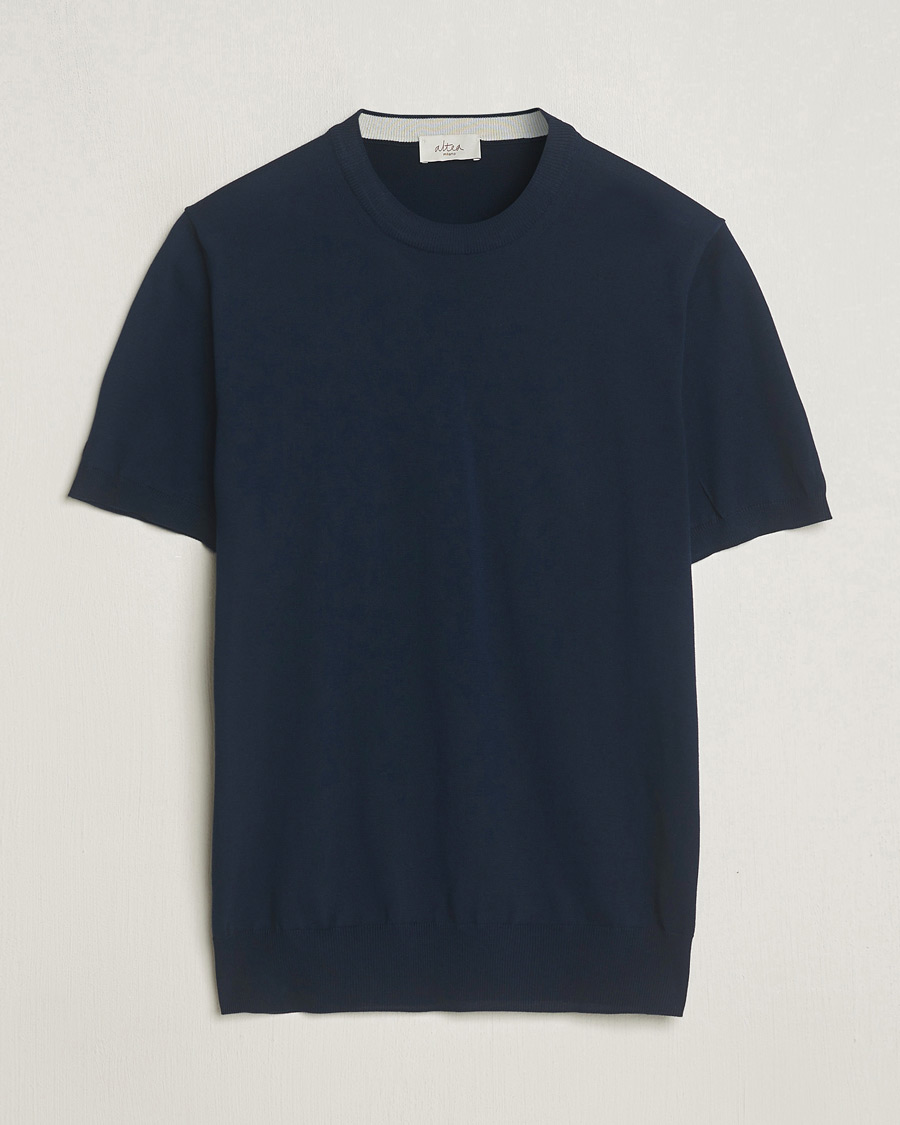 Herren | T-Shirts | Altea | Extrafine Cotton Knit T-Shirt Navy