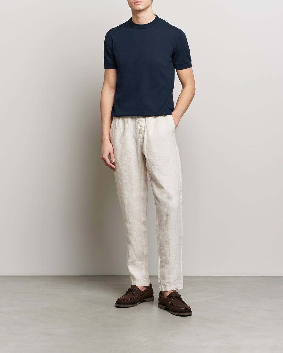 Herren | T-Shirts | Altea | Extrafine Cotton Knit T-Shirt Navy