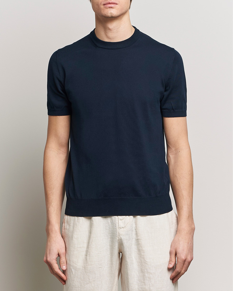 Herren |  | Altea | Extrafine Cotton Knit T-Shirt Navy