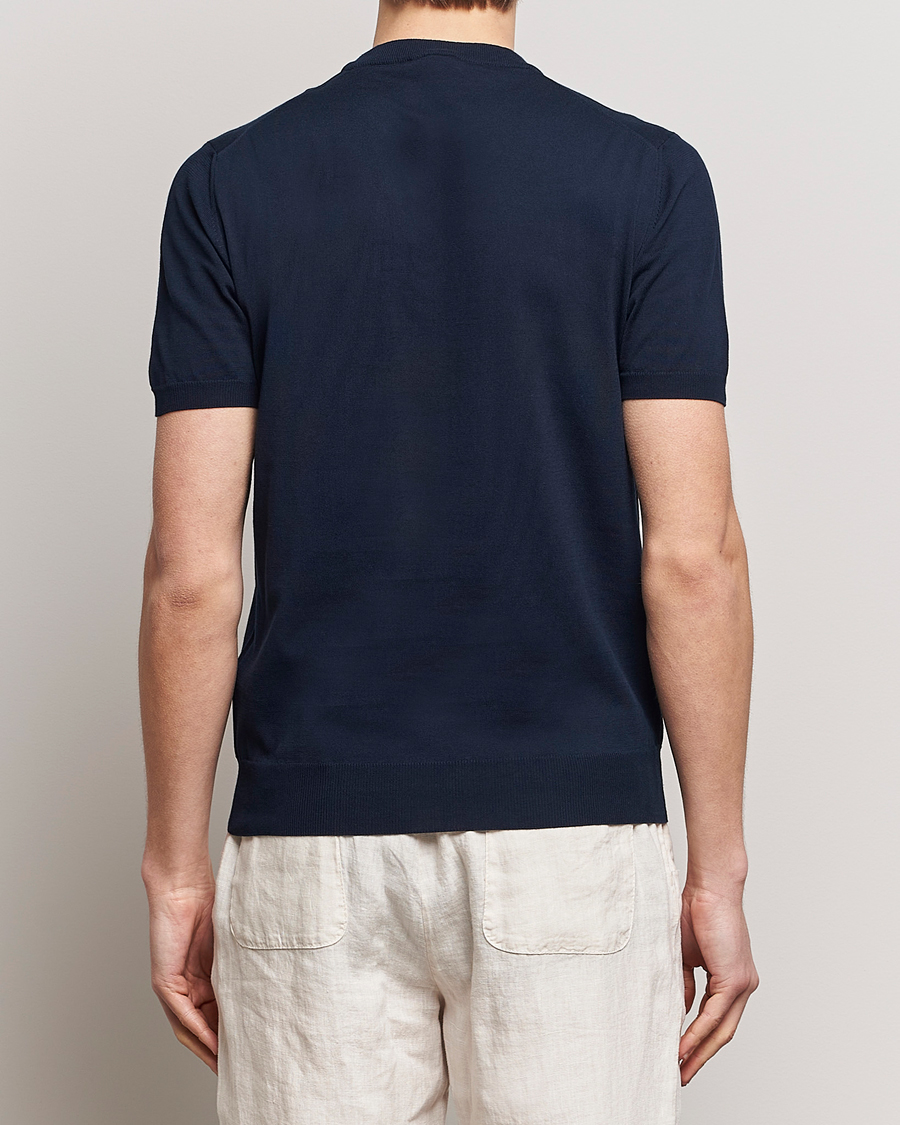 Herren | T-Shirts | Altea | Extrafine Cotton Knit T-Shirt Navy