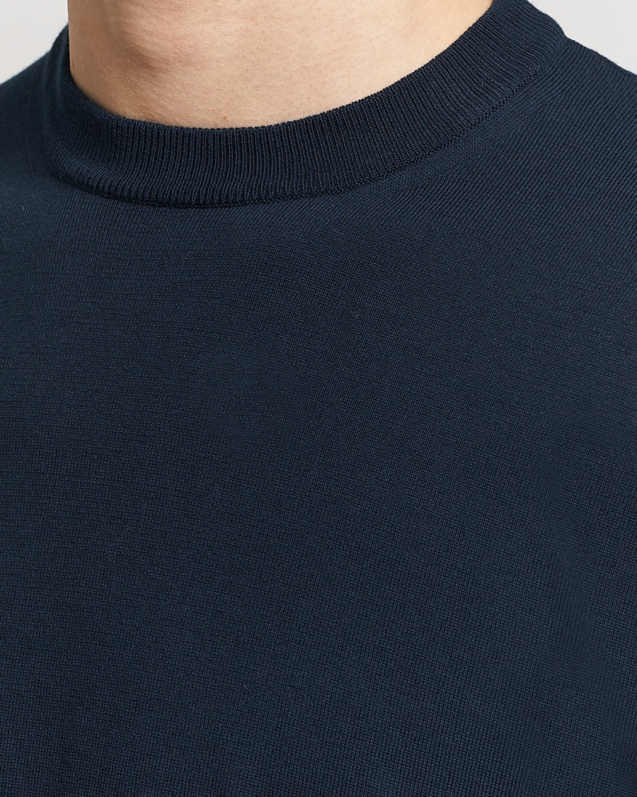 Herren | T-Shirts | Altea | Extrafine Cotton Knit T-Shirt Navy