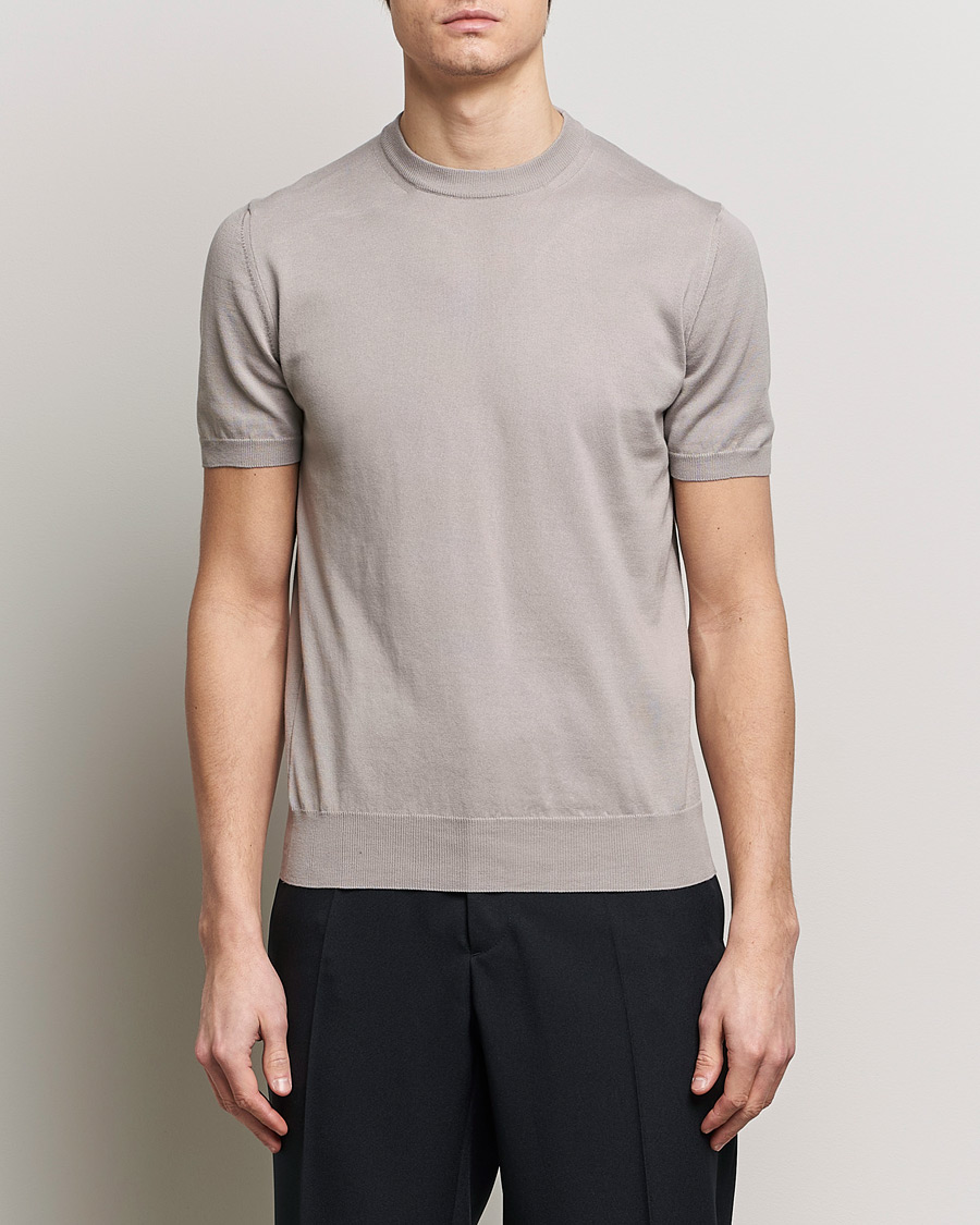 Herren | Kurzarm T-Shirt | Altea | Extrafine Cotton Knit T-Shirt Taupe