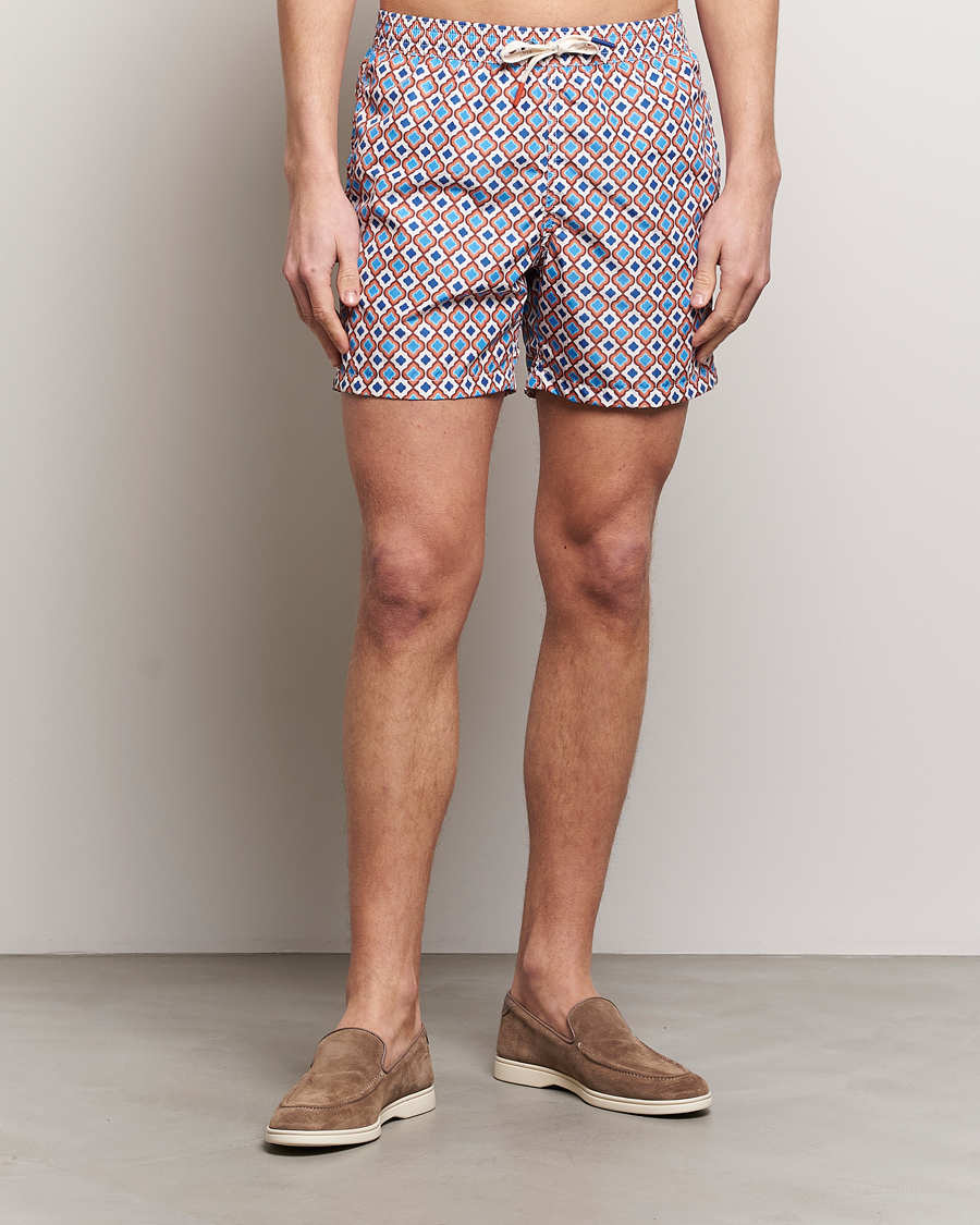 Herren | Italian Department | Altea | Printed Swim Shorts Blue/Orange