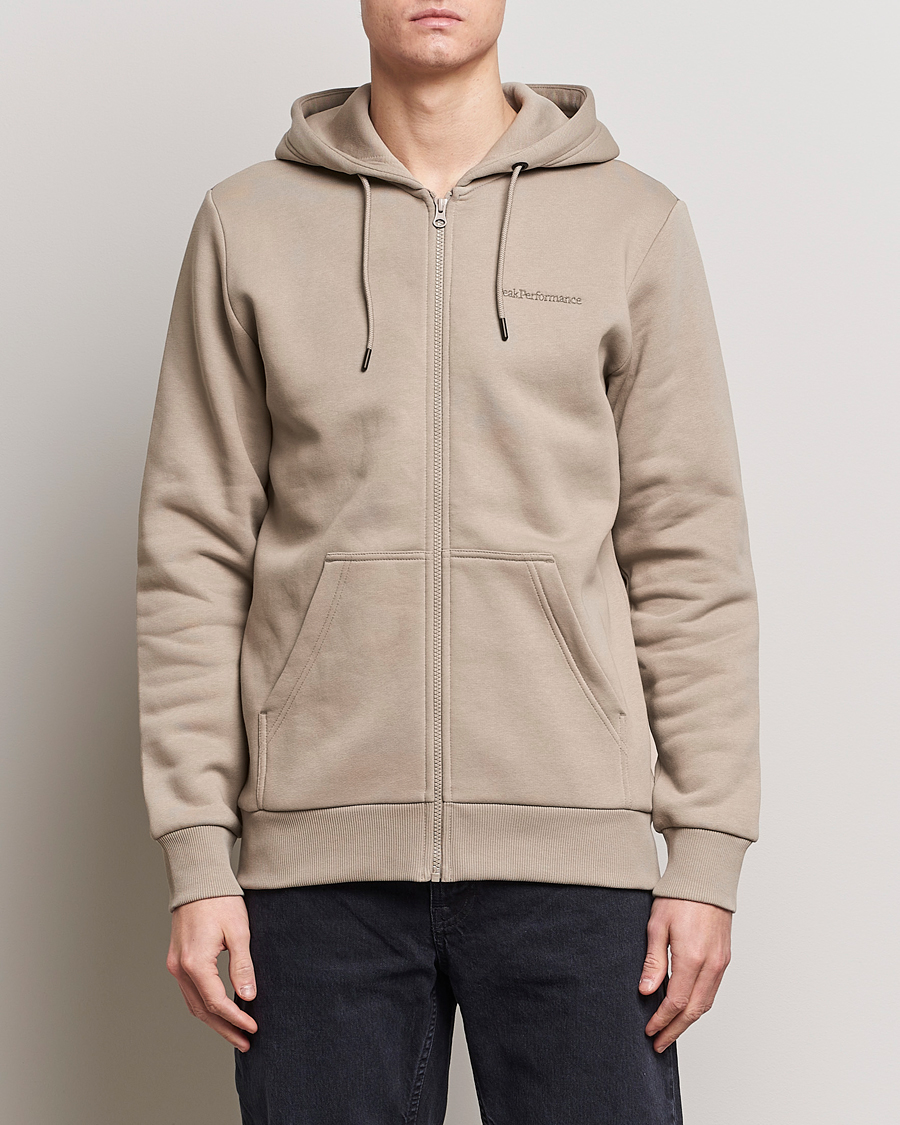 Herr |  | Peak Performance | Original Logo Full Zip Hoodie Avid Beige